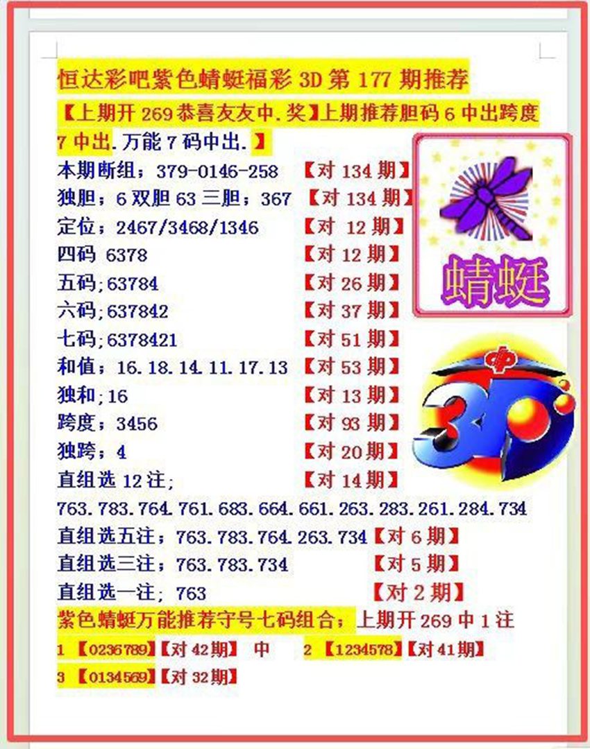 7.6福彩3D名家分享