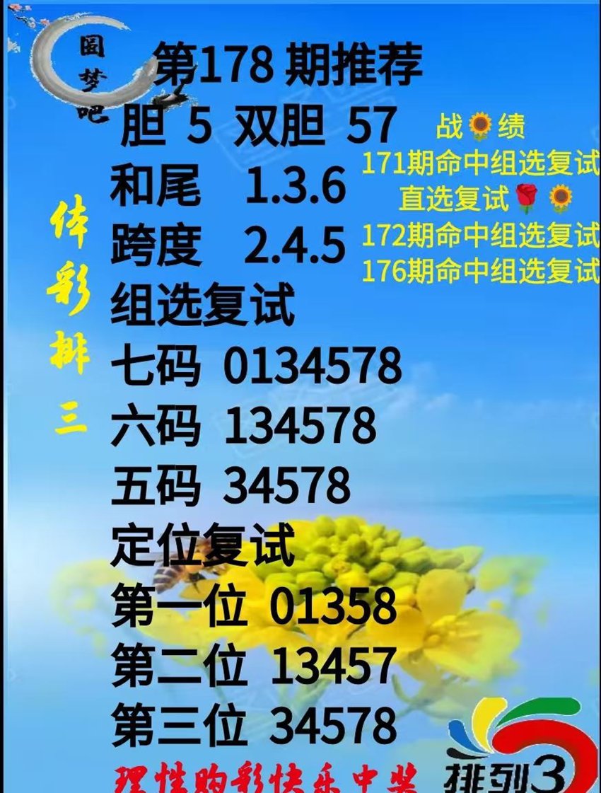 7.7排列三名家分享