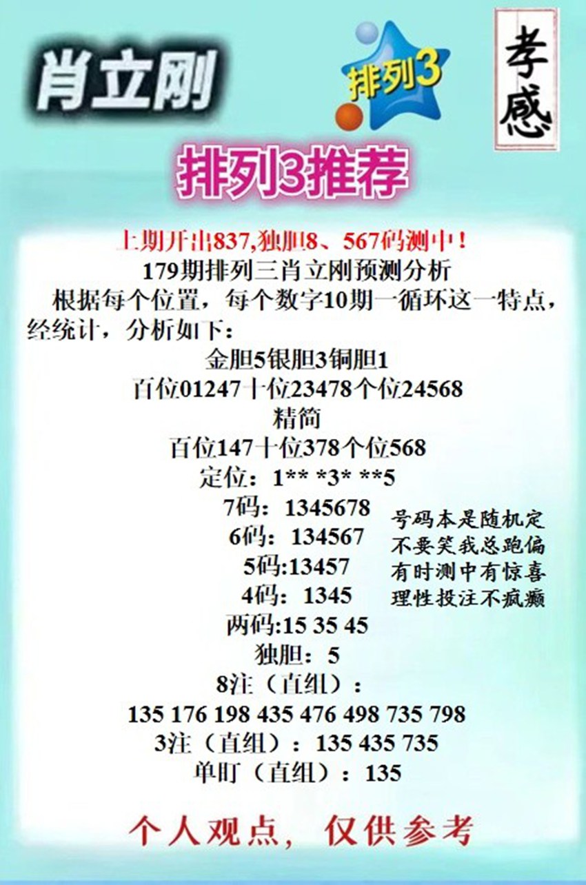 7.8排列三名家分享
