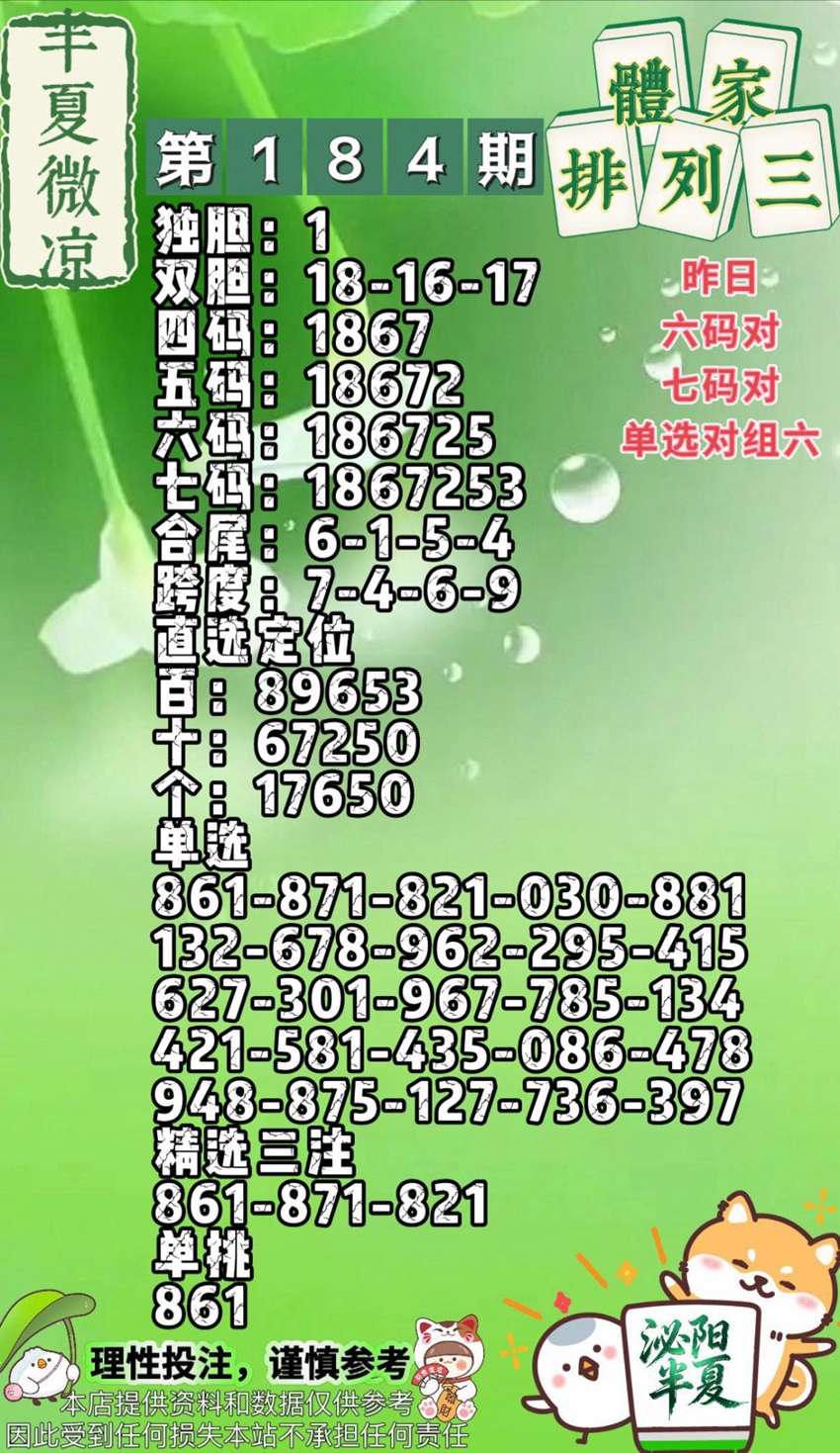 7.13排列三名家分享