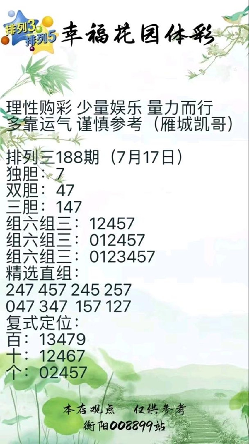 7.17排列三名家分享