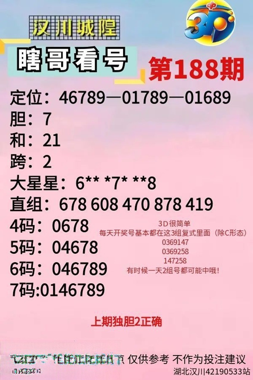 7.17福彩3D名家分享