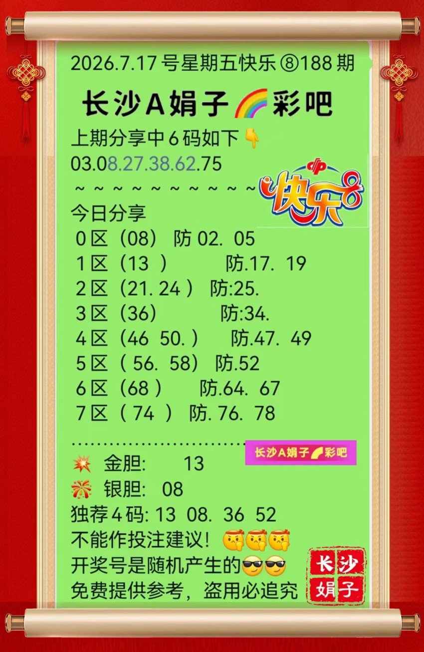 7.17快乐8名家分享