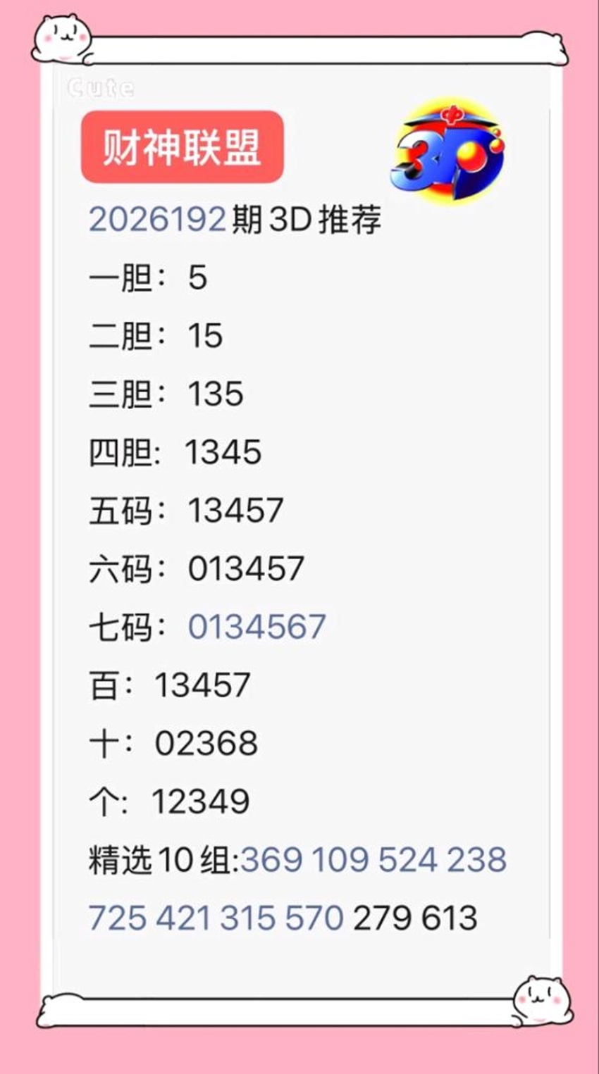 7.21福彩3D名家分享