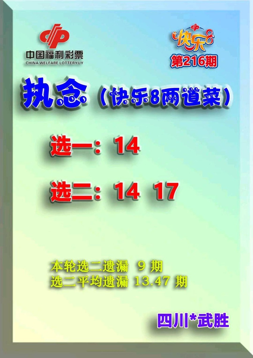 2026216期四川武胜执念福彩快乐8推荐