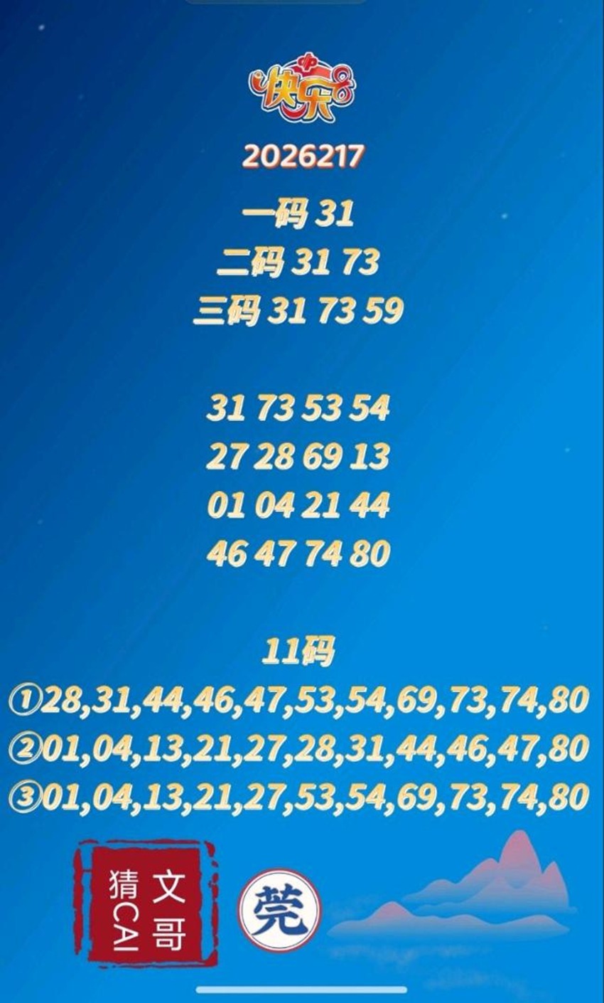 2026217期文哥猜CAI福彩快乐8推荐