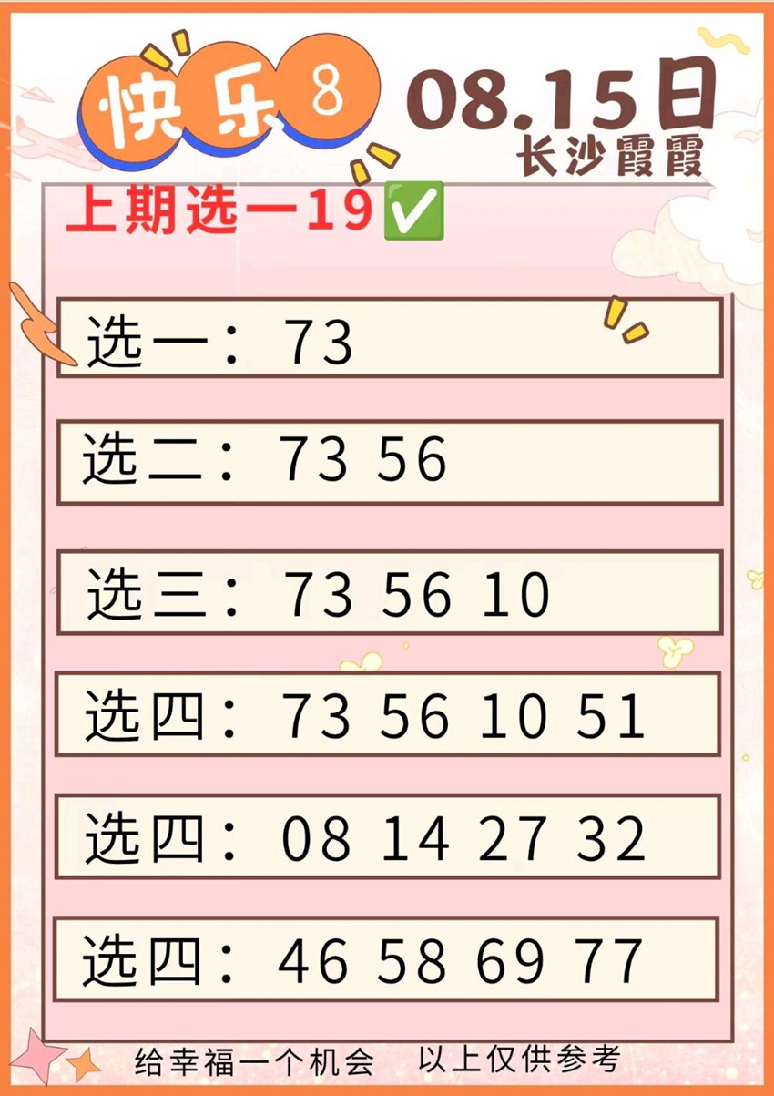 2026217期长沙霞霞福彩快乐8推荐