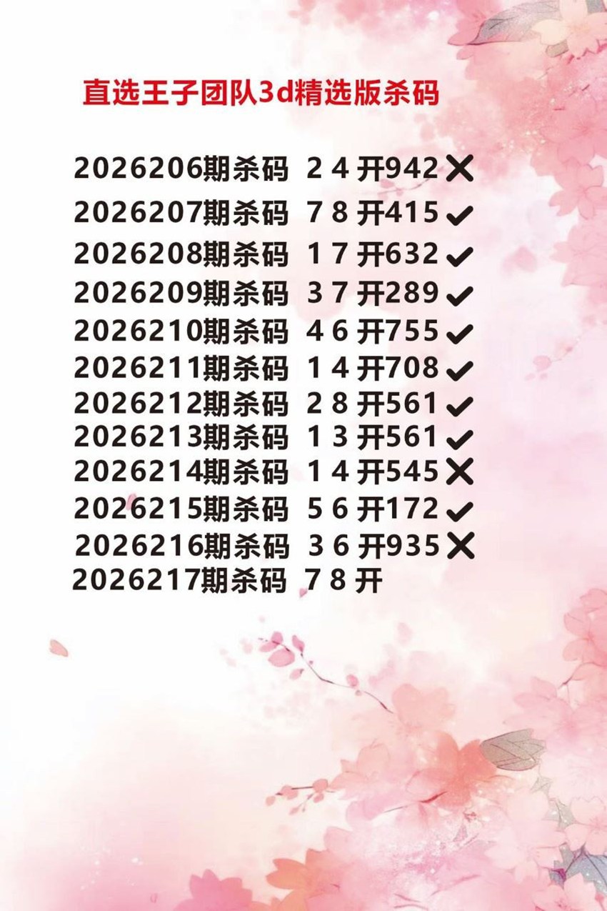 2026217期直选王子福彩3D推荐