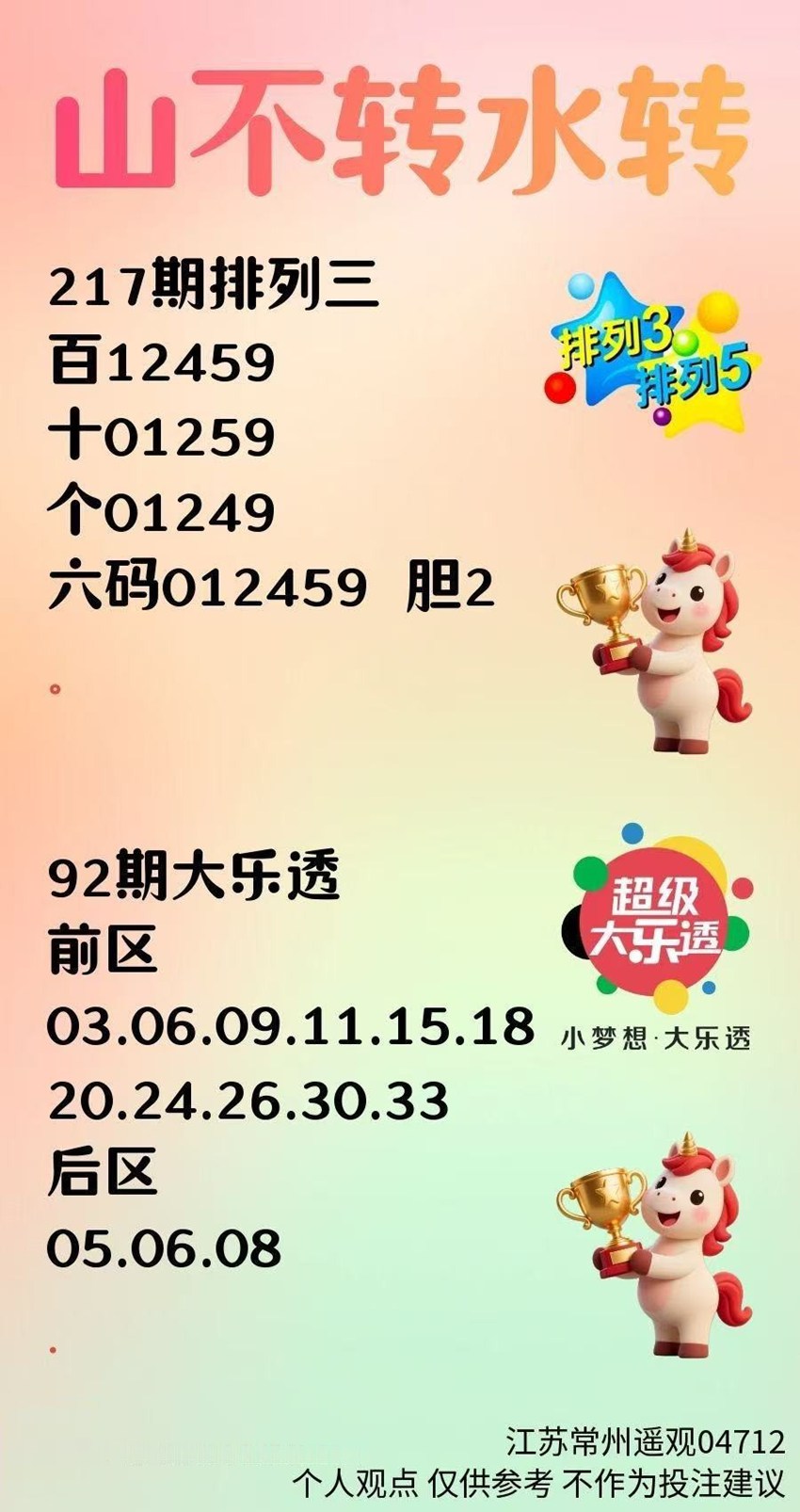 2026217期山不转水转排列三推荐