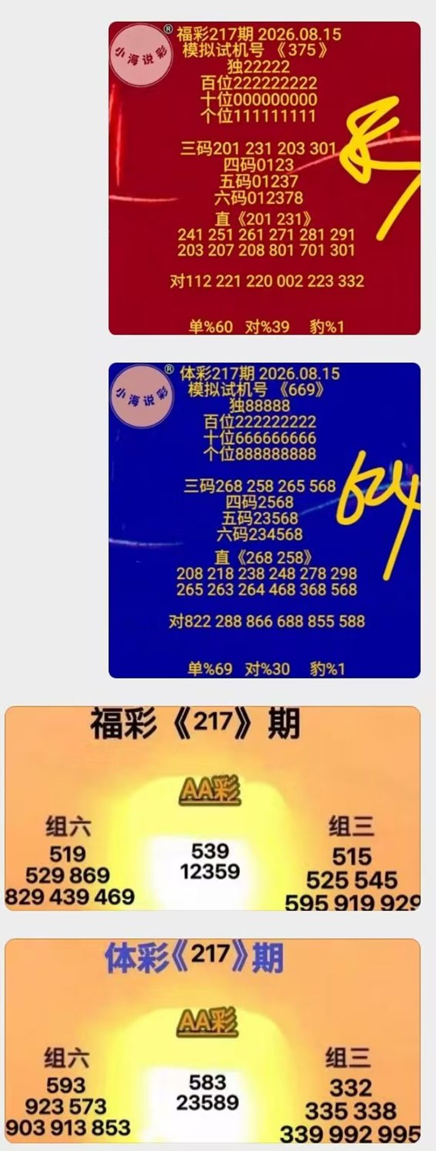 2026217期小海说彩排列三推荐