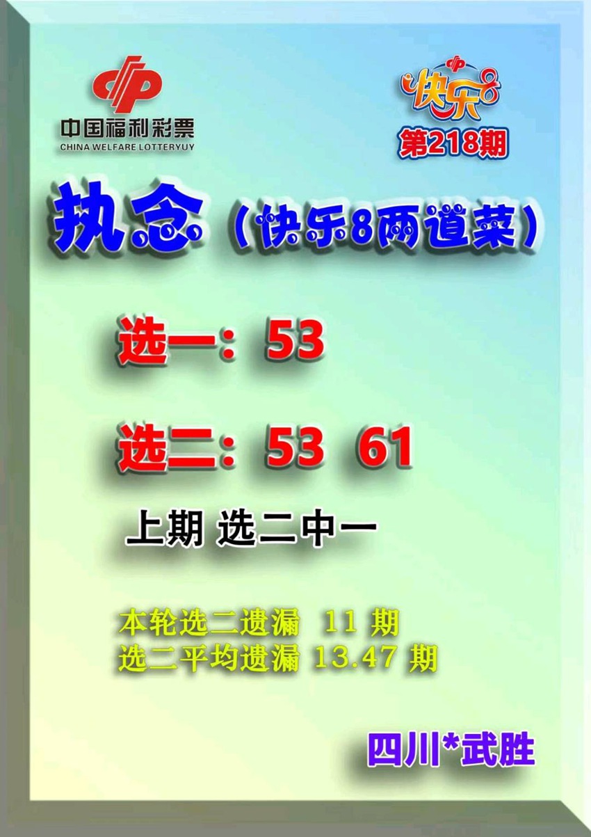 2026218期四川武胜执念福彩快乐8推荐