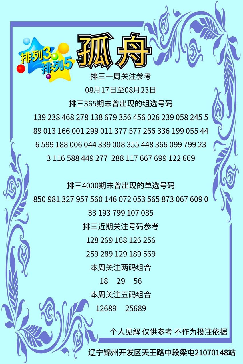 2026219期孤舟排列三推荐