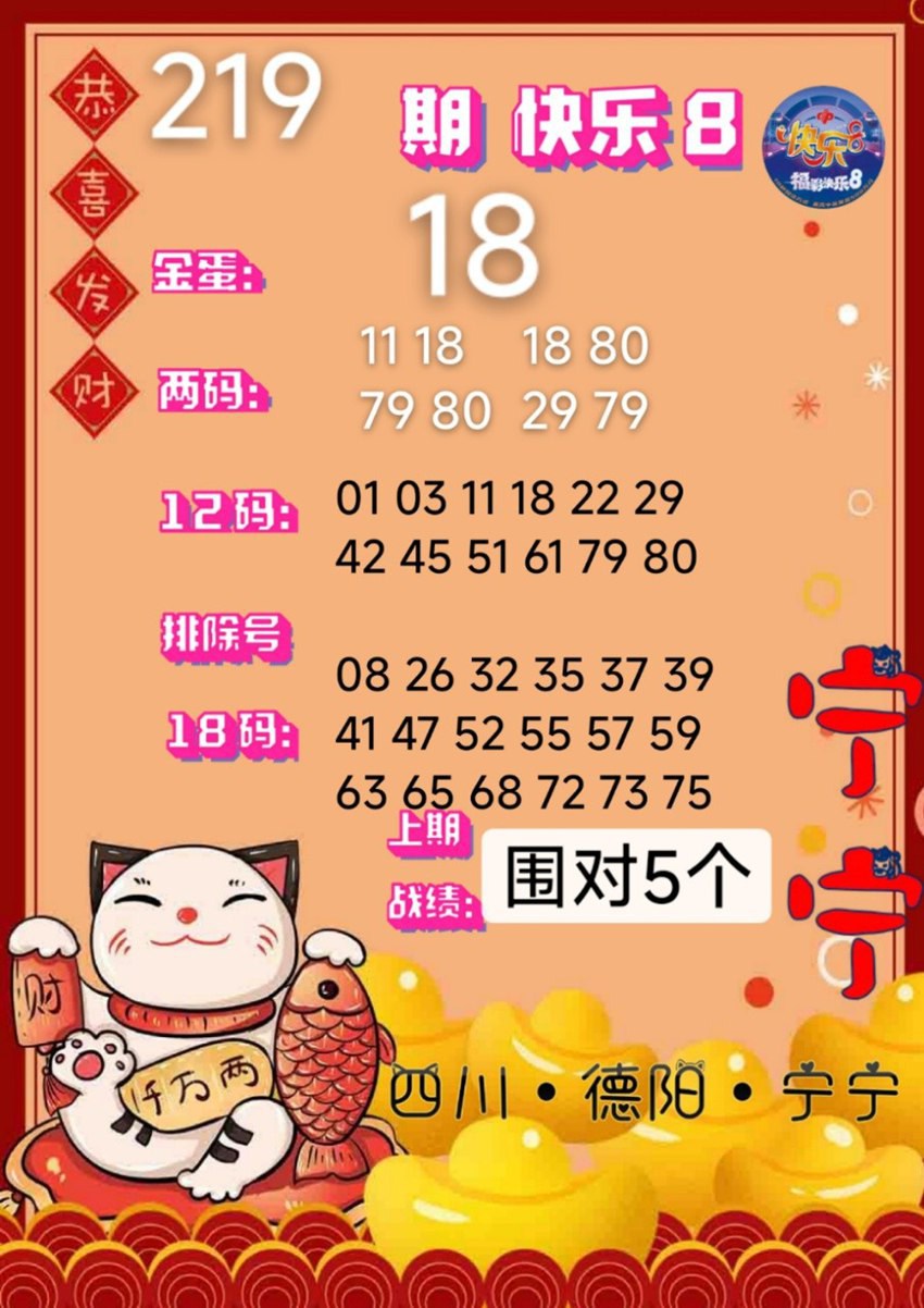 2026219期四川德阳宁宁福彩快乐8分析推荐
