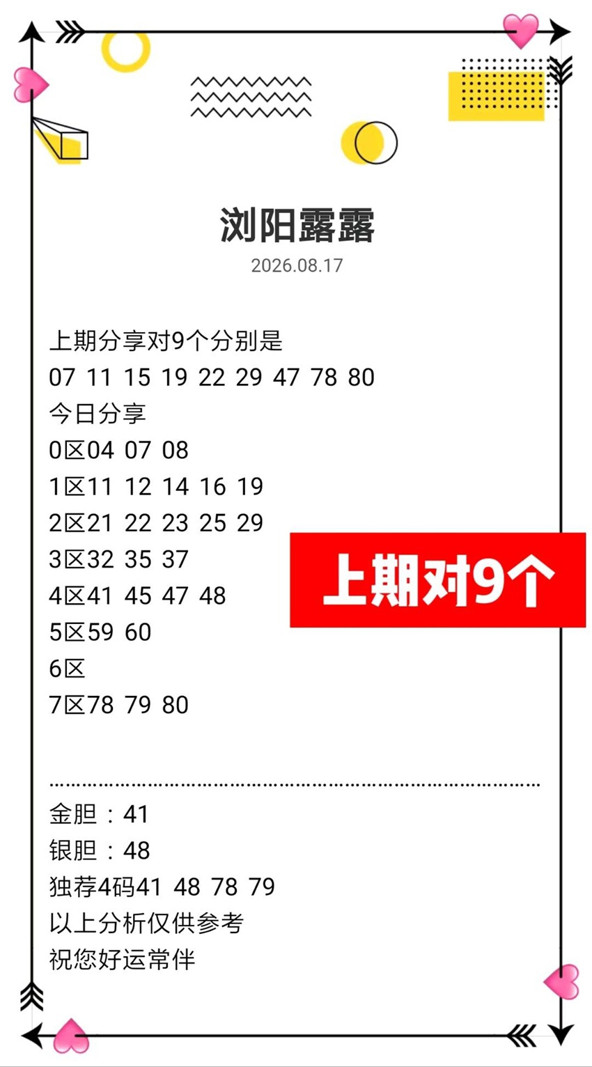 2026219期浏阳露露福彩快乐8分析推荐