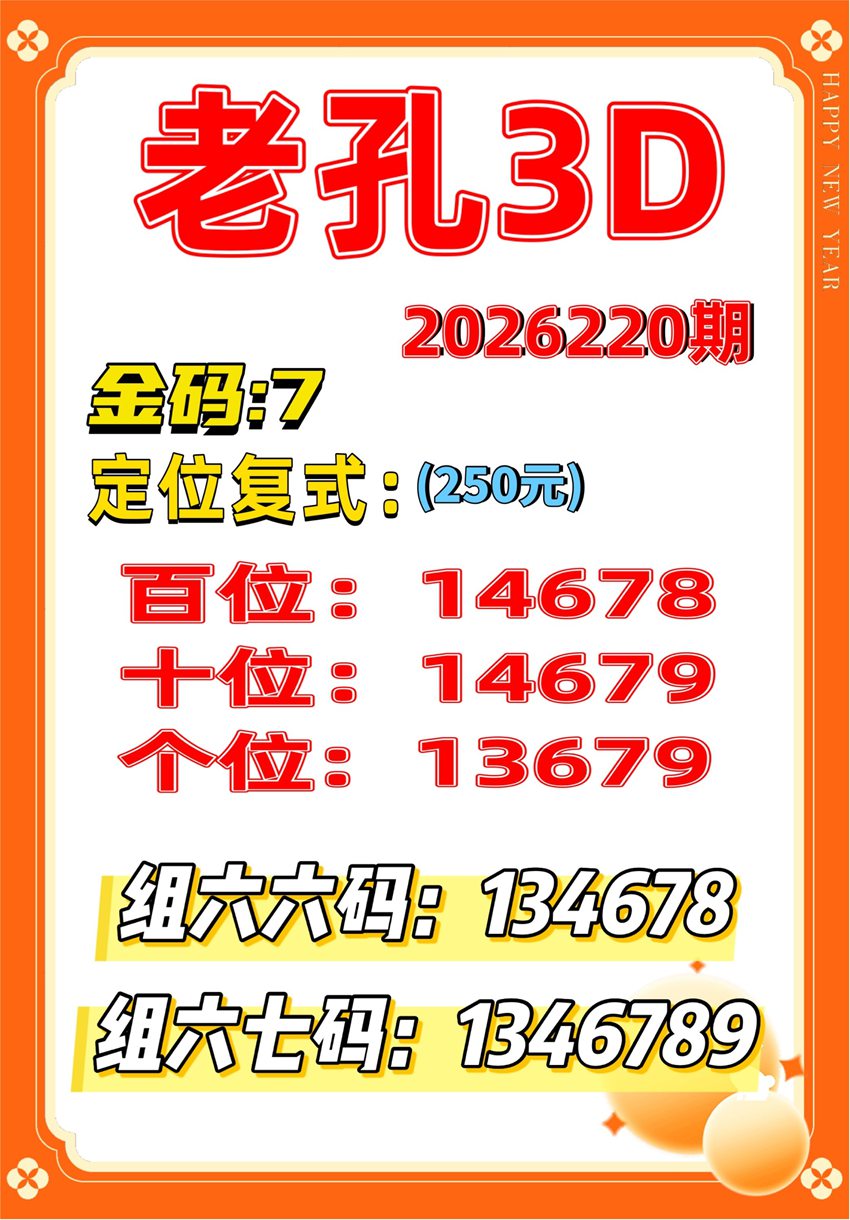 2026220期老孔福彩3D分析推荐