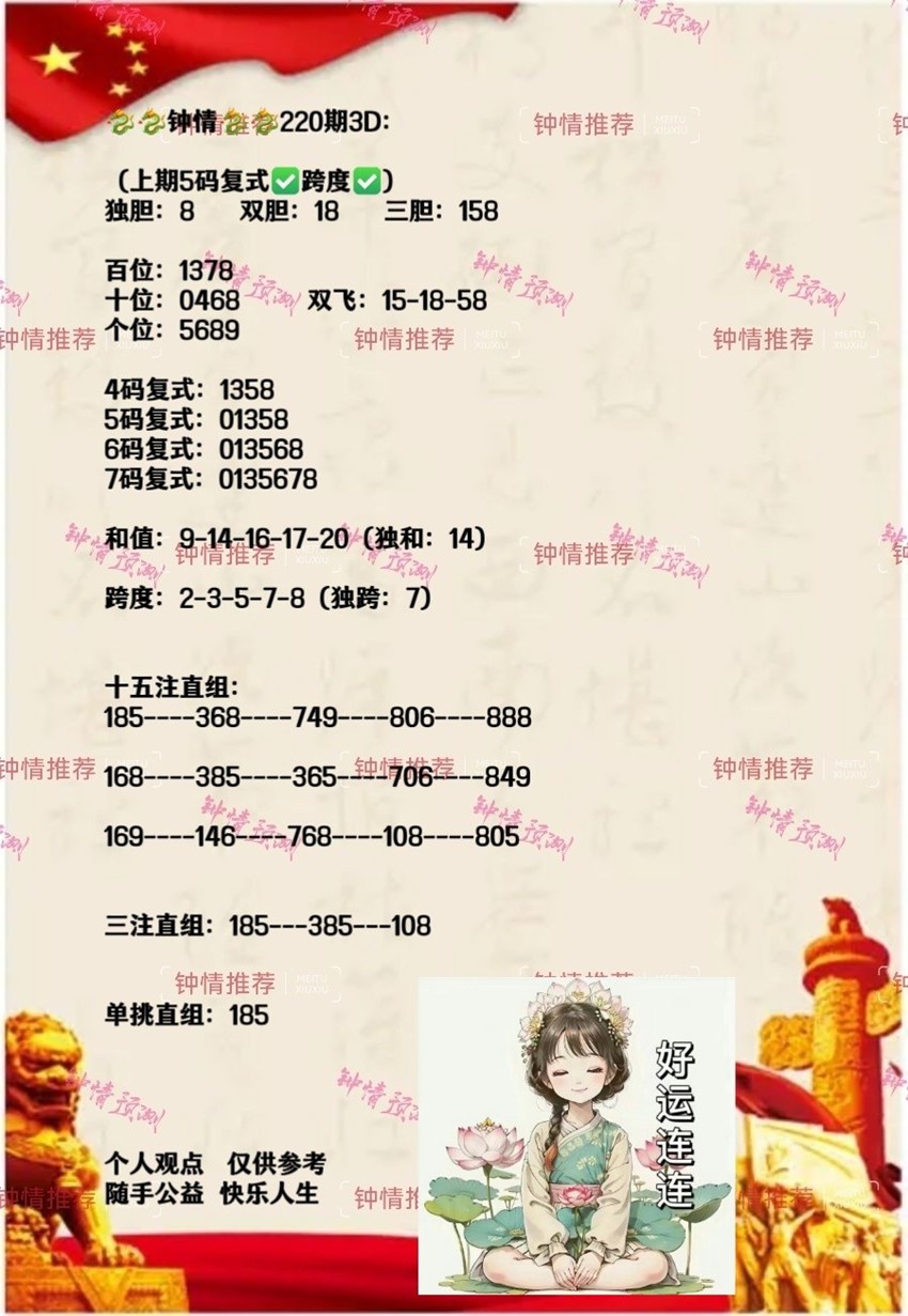 2026220期钟情福彩3D分析推荐